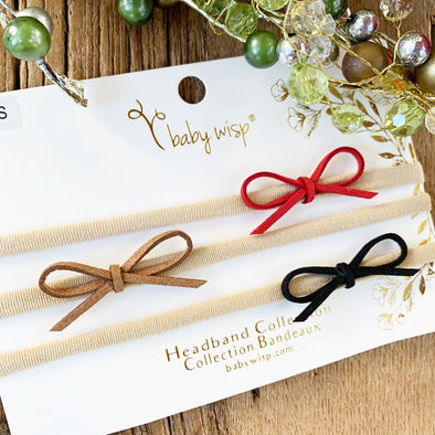 3 Baby Bow Headbands - Christmas Gift Set Baby Wisp