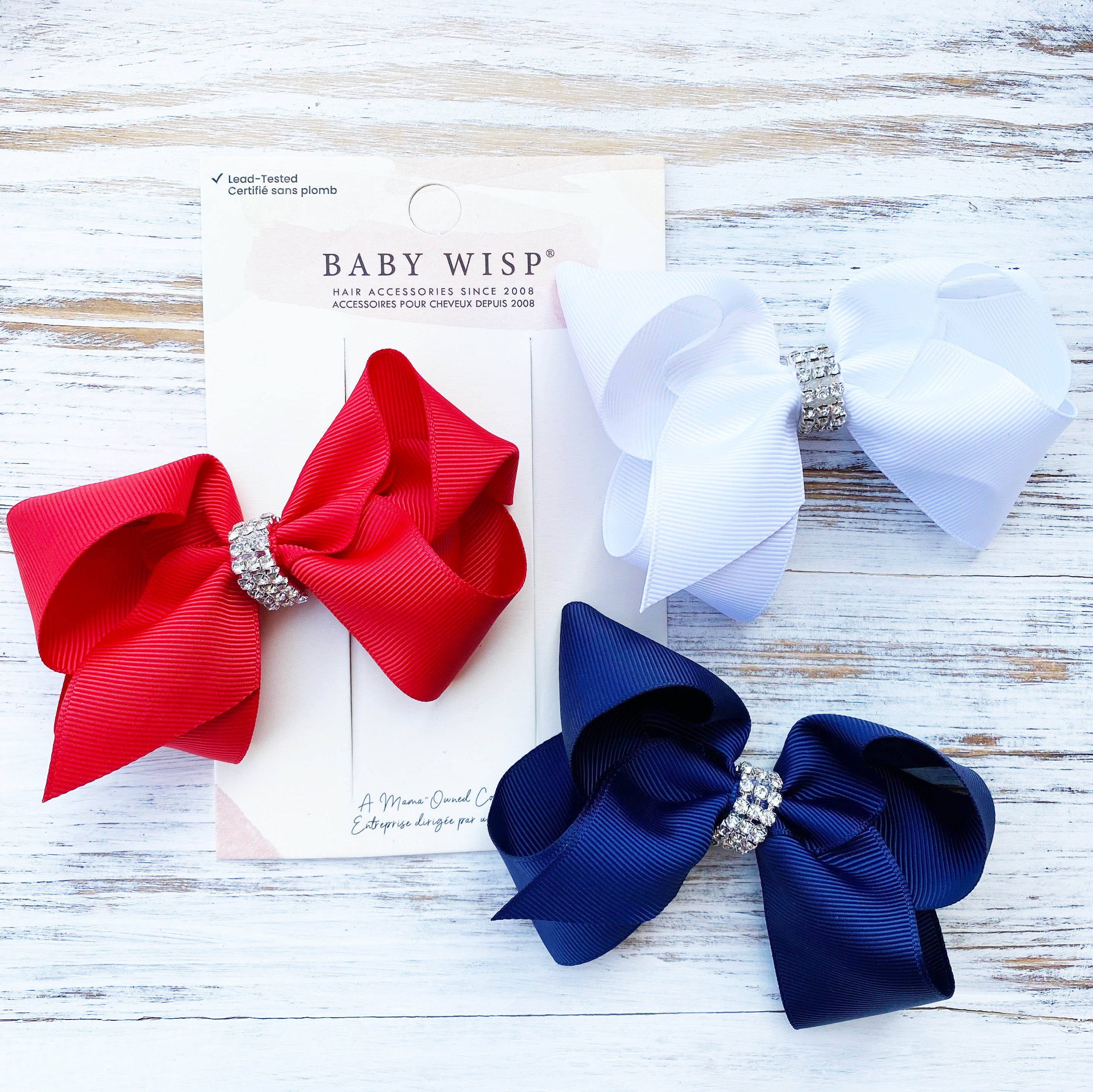 3 Sparkle Big Bows Red White and Blue Large Boutique Hair Bows