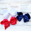 3 Sparkle Big Bows - Red, White and Blue Large Boutique Hair Bows Baby Wisp