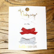 Valentine - 3 Mini Latch Wisp Clips Faux Suede Bows Baby Wisp