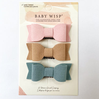 3 Billie Jean Medium Wisp Clip Faux Suede Bows Baby Wisp
