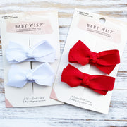 4 Aiyanna Boutique Hair Bows - Large 5cm Snap Clip - Red & White Baby Wisp