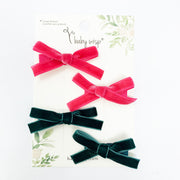 4 pack Velvet Bow Alligator Clips - Christmas Gift Set Baby Wisp