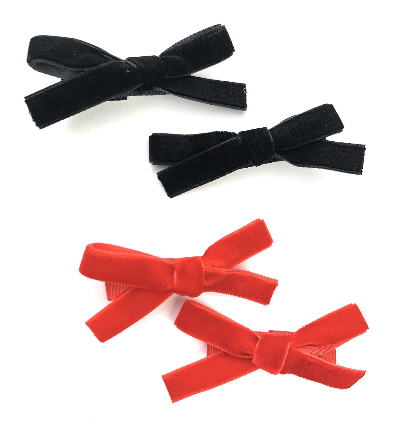 4 pack Velvet Alligator Clips School Girl Tied bows Ponytails Baby Wisp