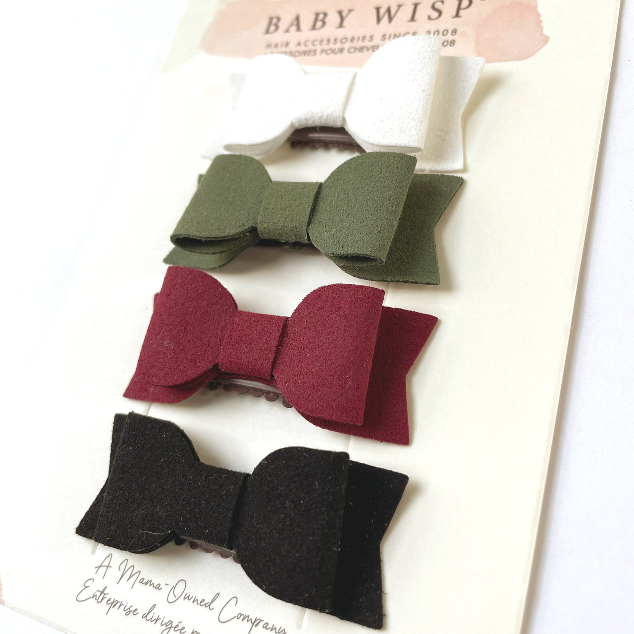 4 Billie Jean Medium Wisp Clip Faux Suede Bows - Holiday Set Baby Wisp