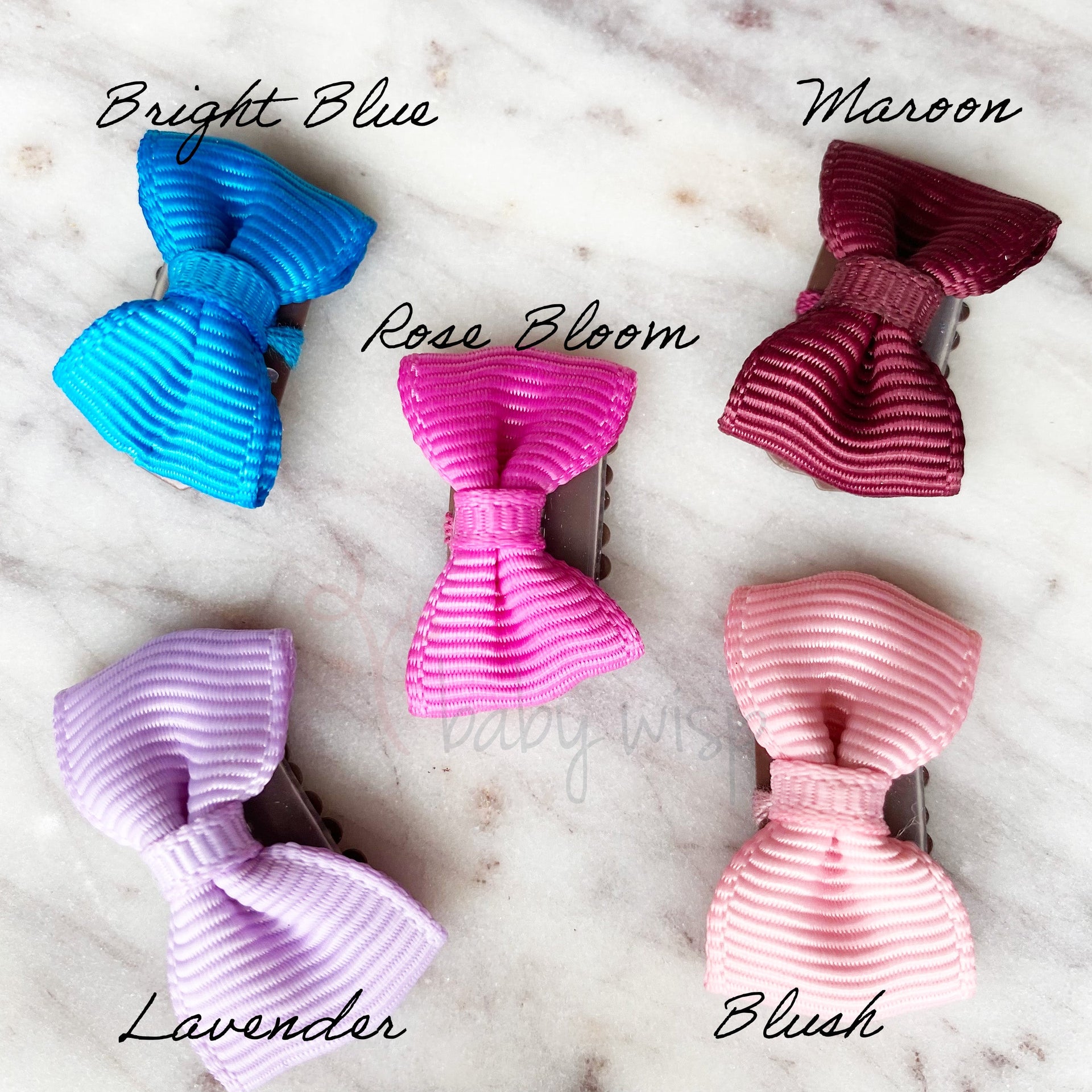 5 Mini Wisp Clip Tuxedo Grosgrain Bows Gift Set - Blue Pop Baby Wisp