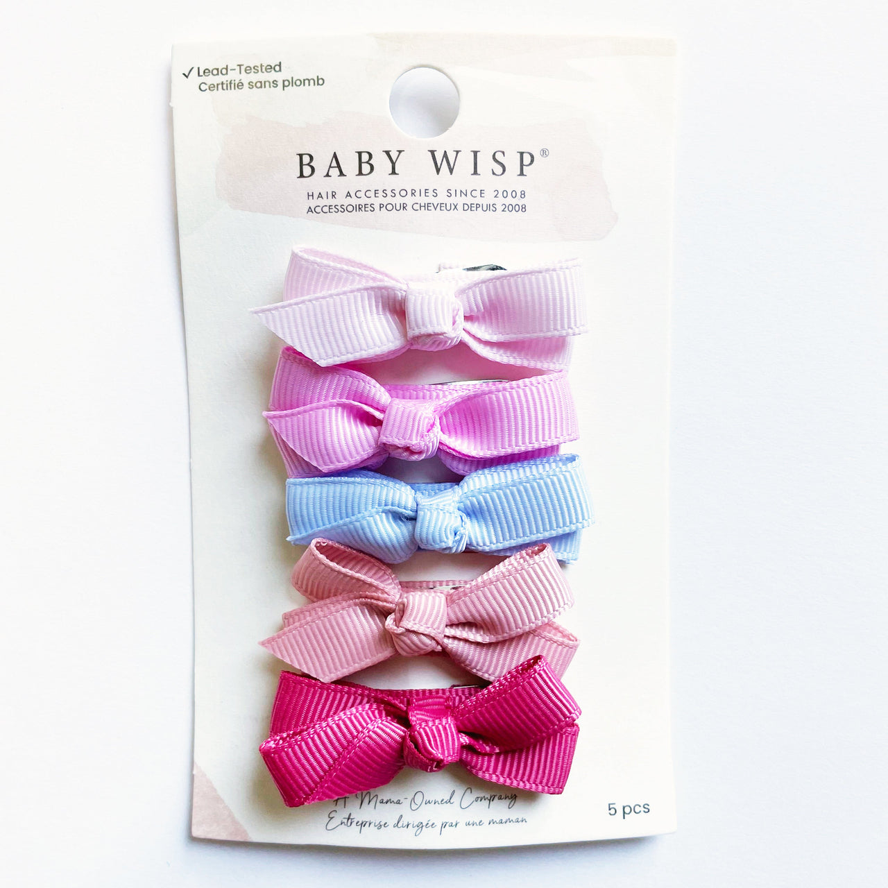 5 Small Snap Clips Chelsea Boutique Bow Collection - Little Miss Baby Wisp