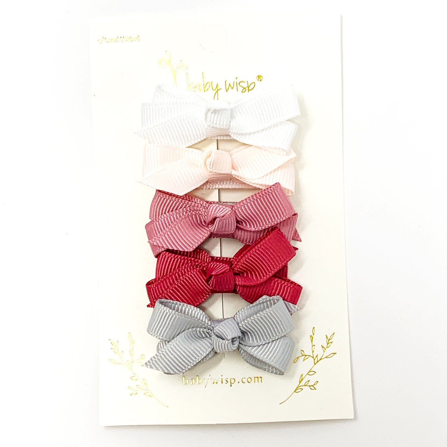 5 Small Snap Clips Chelsea Boutique Bow Collection - Wedding Bliss Baby Wisp