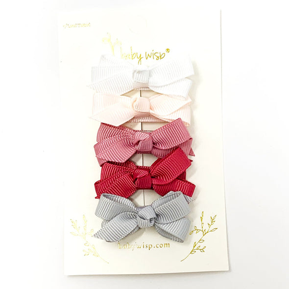 5 Small Snap Clips Chelsea Boutique Bow Collection - Wedding Bliss Baby Wisp