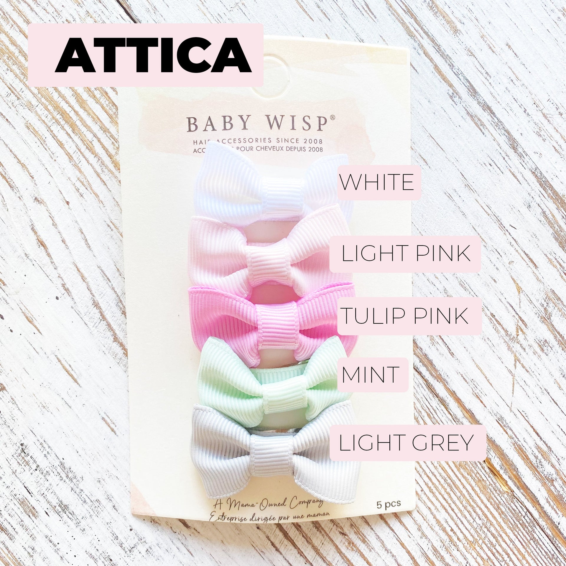 5 Small Snap Clips Charlotte Bow Collection - Attica Baby Wisp