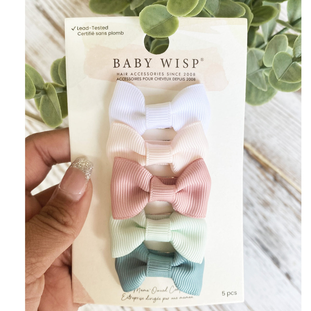 5 Small Snap Clips Charlotte Bow Collection- Faded Memory Baby Wisp