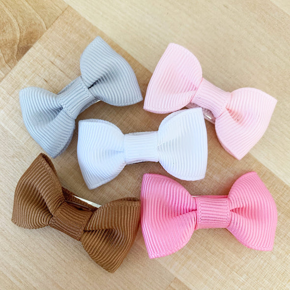 5 Small Snap Clips Charlotte Bow Collection - Pink Pony Baby Wisp