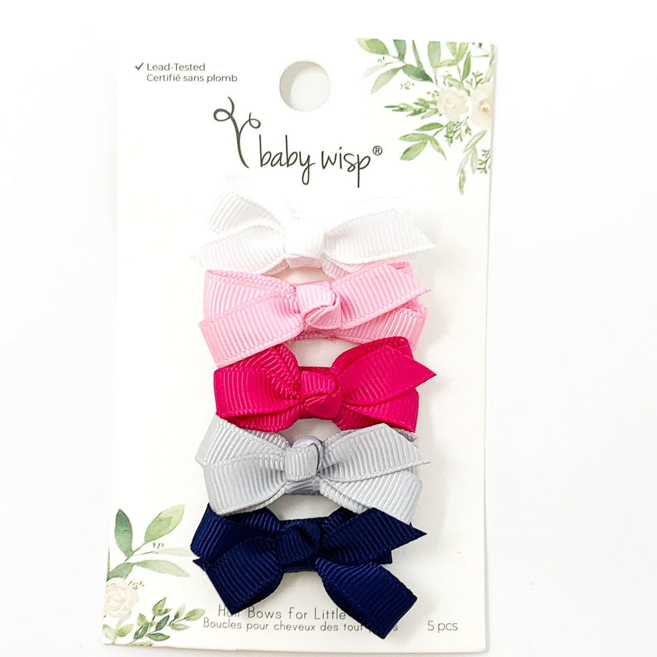 5 Small Snap Clips Chelsea Boutique Bow Collection - Prep Girl Baby Wisp