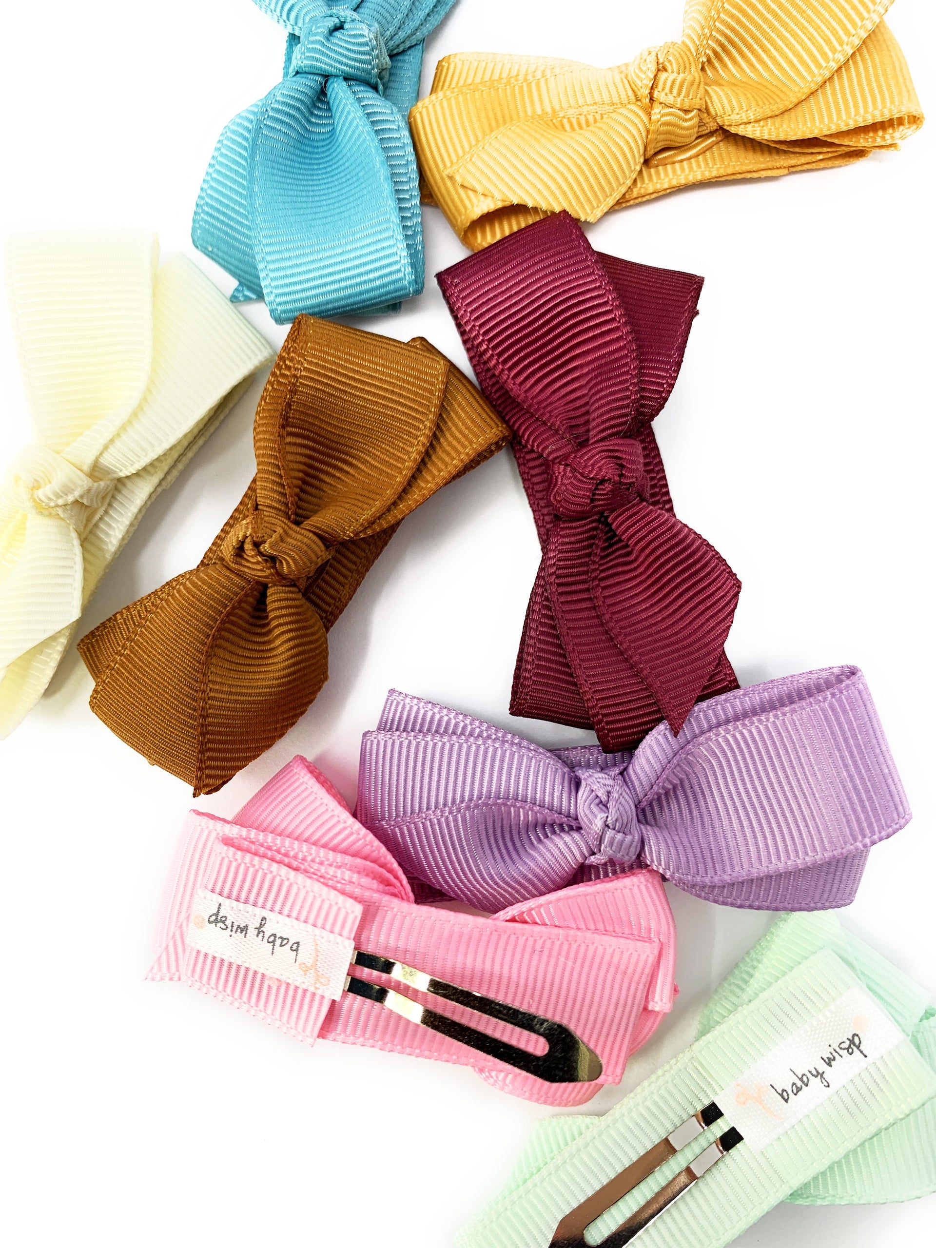 Aiyanna Boutique Hair Bow - Large 5cm Snap Clip - White Baby Wisp