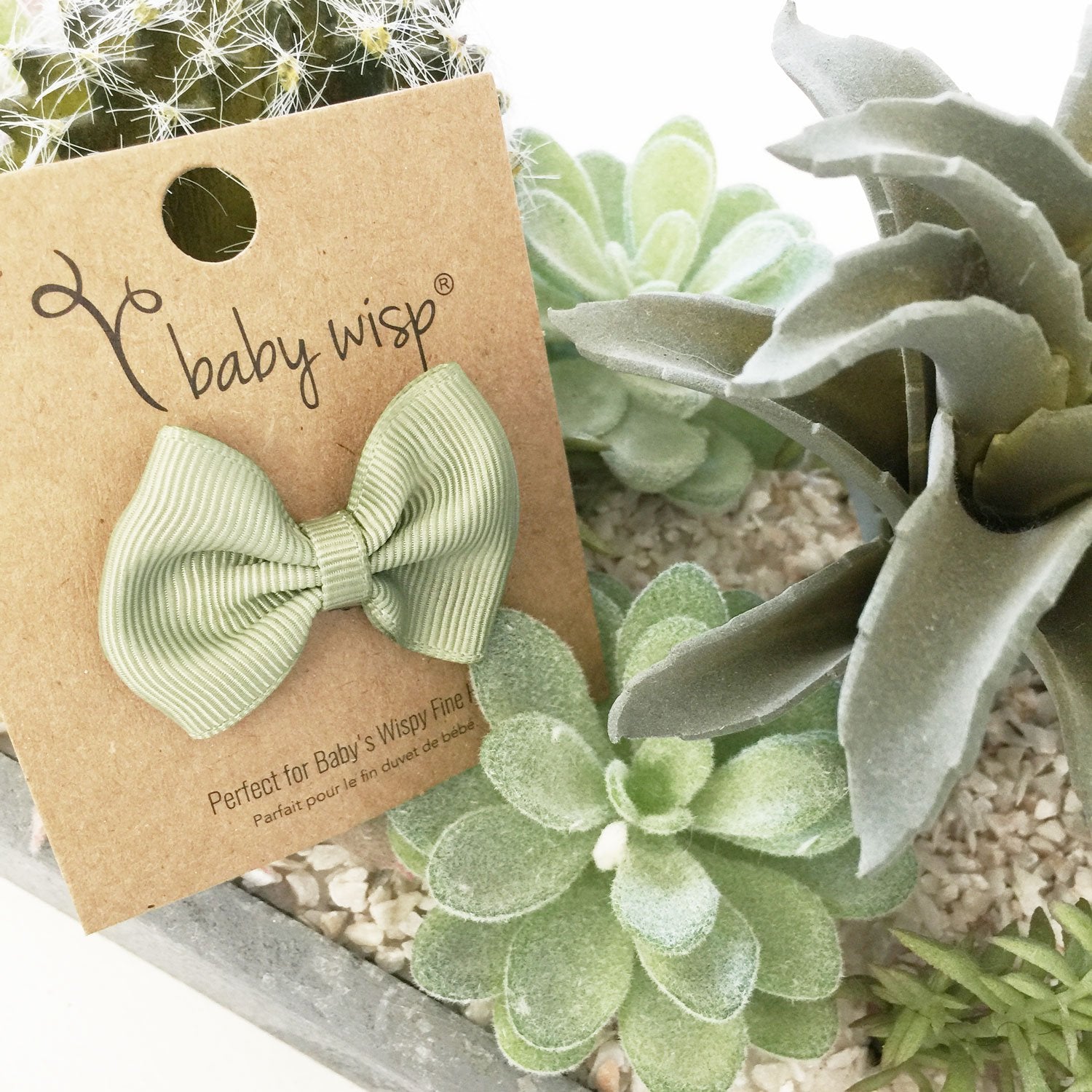 Mini Latch Classic Bow - Soft Pine Green Baby Wisp