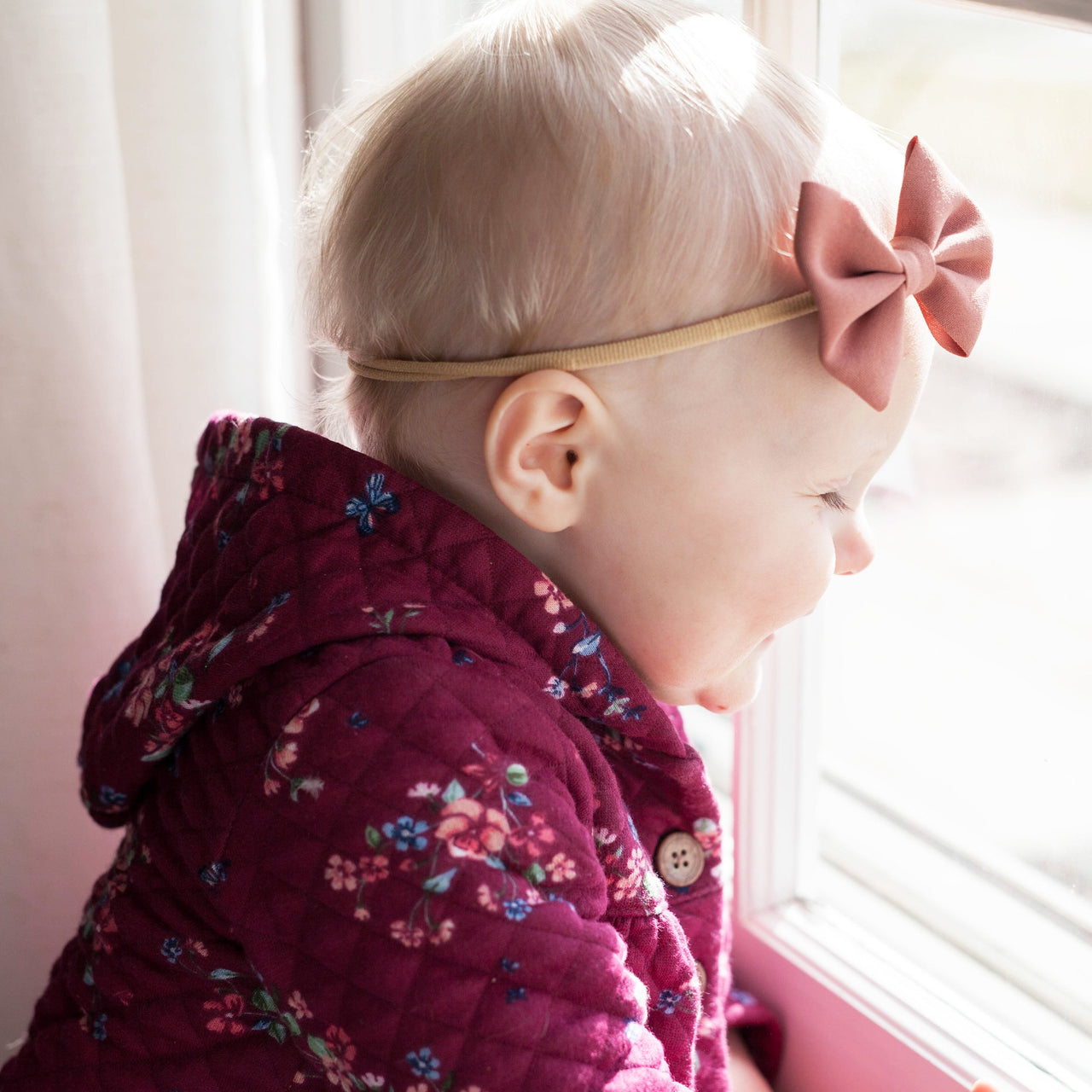 Infant Headband - Fanny Bow - White Baby Wisp