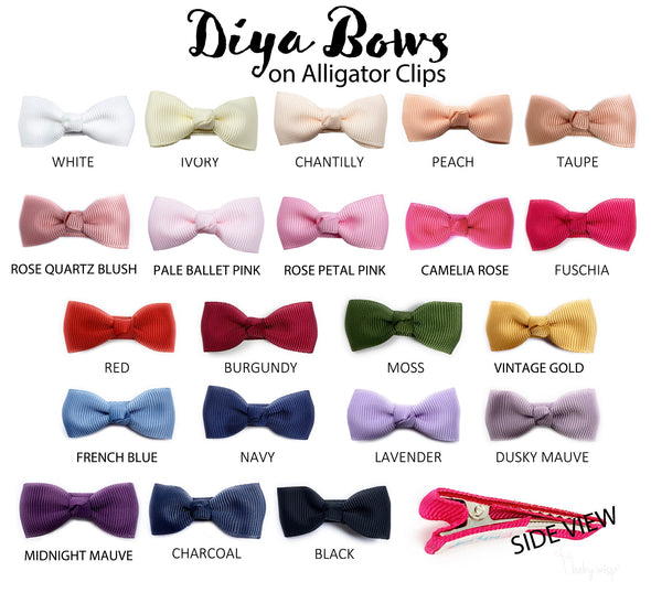 Alligator Hair Clip - Diya Bow Pigtail Pair Baby Wisp