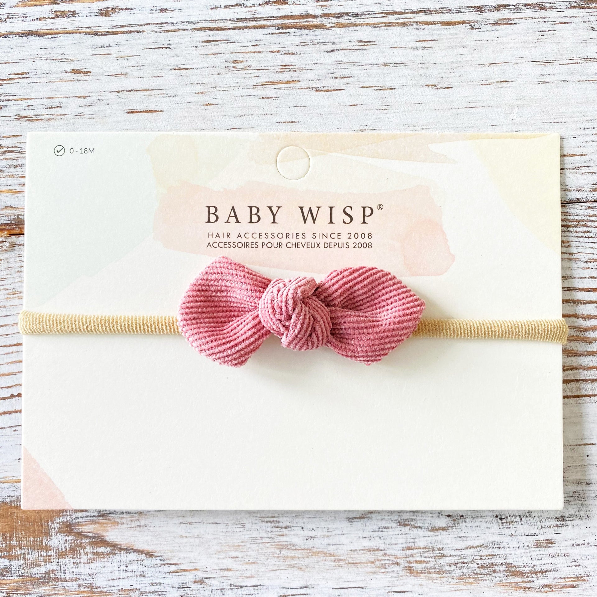 Cute Cord Knotted Bow For Babies - Cordelia - Vintage Rose Baby Wisp