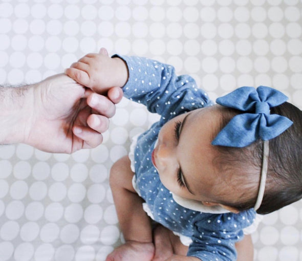 Infant Headband - Butterfly Denim Bow Baby Wisp
