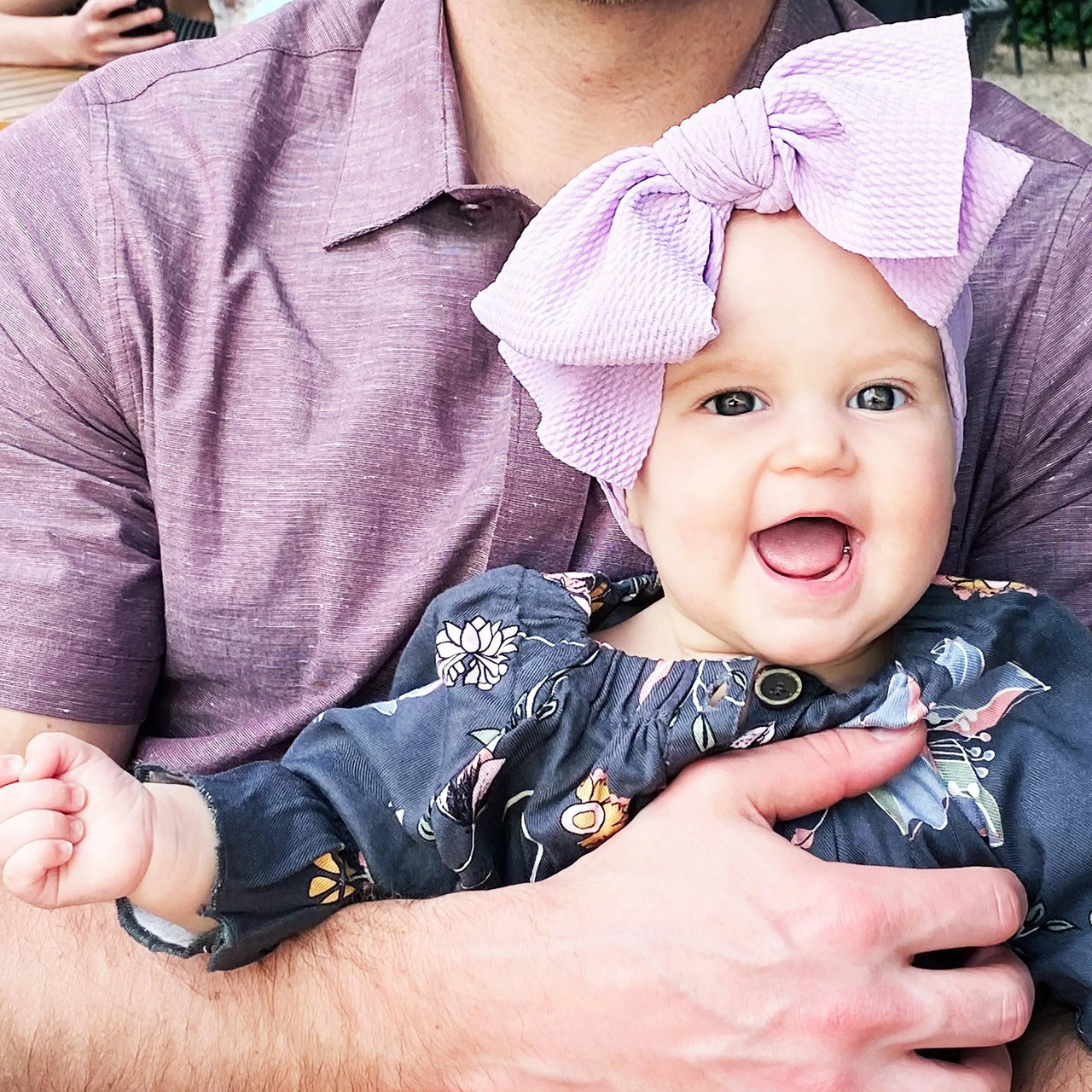Lana Bow Headband - Extra Wide Infant Headwrap - Lavender Baby Wisp