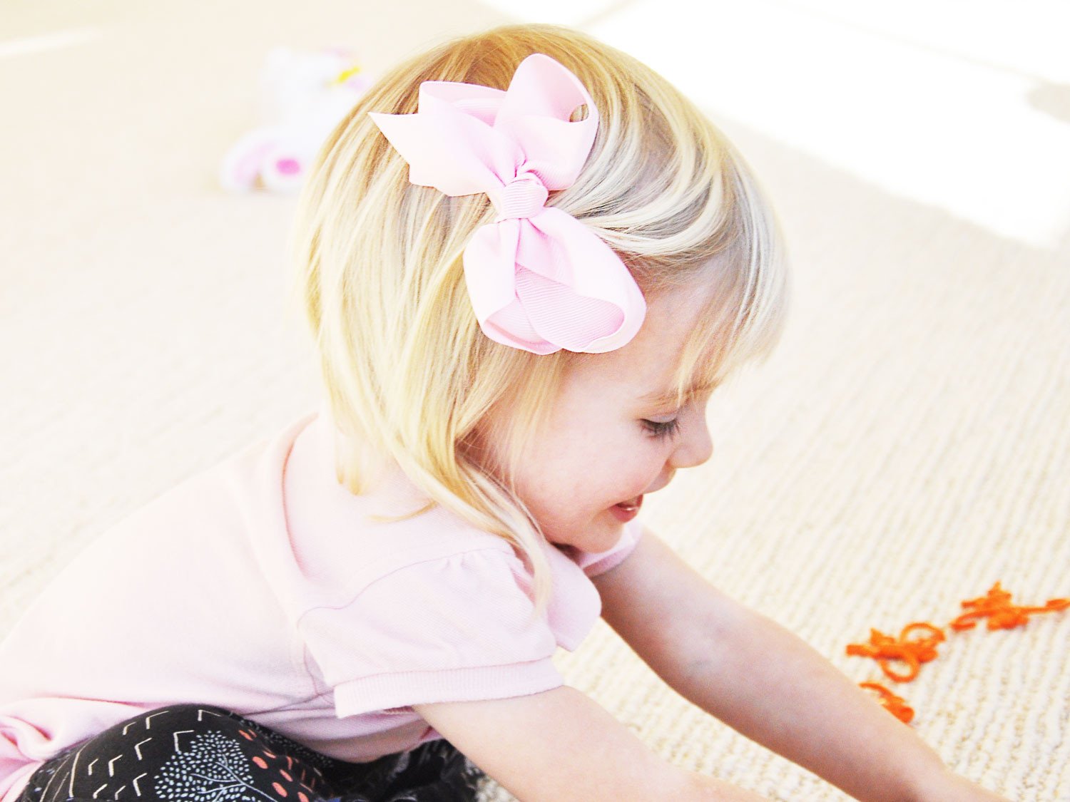 Americana Bow Pinch Clip - Light Pink Baby Wisp