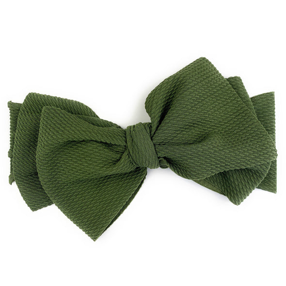 Lana Bow Headband - Extra Wide Headwrap - Green Baby Wisp