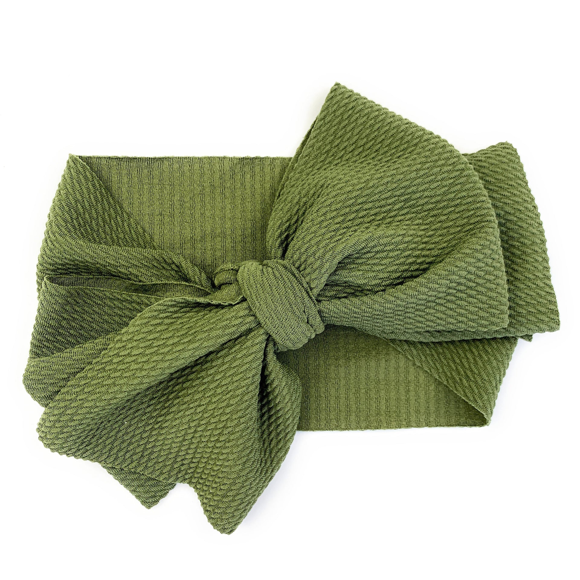 Lana Bow Headband - Extra Wide Headwrap - Green Baby Wisp