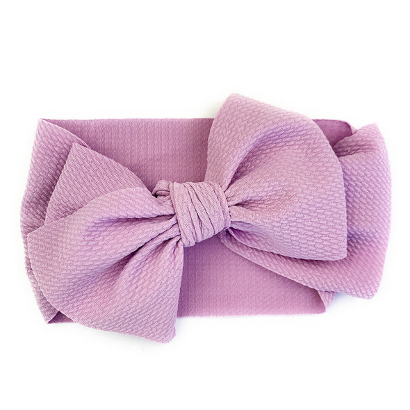 Lana Bow Headband - Extra Wide Infant Headwrap - Lavender Baby Wisp