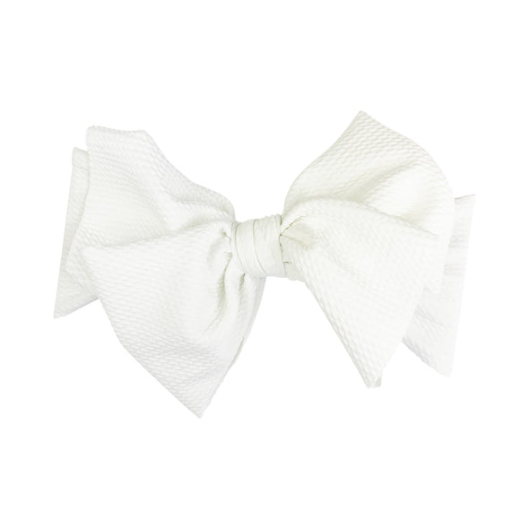 Lana Bow Headband - Extra Wide Headwrap - White Baby Wisp