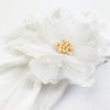 Evelyn Flower Nylon Headwrap - White Baby Wisp