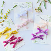 4 pack Spring Set Velvet Alligator Clips- Dainty Ponytail Bows Baby Wisp