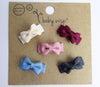 5 Small Snap Clips Mini Bows Tuxedo - Victorian Tea Baby Wisp