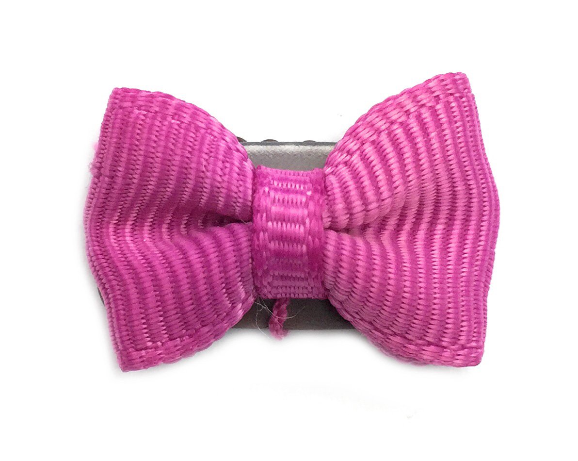 Mini Latch Tuxedo Grosgrain Bow - Magenta Garden Rose Baby Wisp