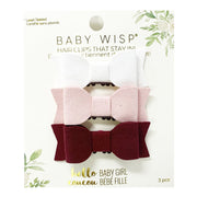 3 Billie Jean Medium Wisp Clip Faux Suede Valentine's Bows For Baby Girls Baby Wisp