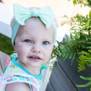 Mint Green Nylon Pom Pom Mini Trim Headband for Babies Baby Wisp