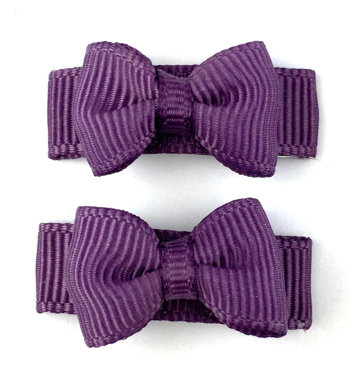 Grosgrain Tuxedo Ribbon Bow - 2 Snap Clips Baby Wisp