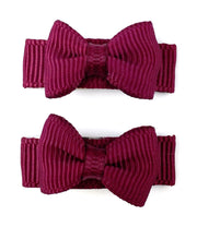 Grosgrain Tuxedo Ribbon Bow - 2 Snap Clips Baby Wisp