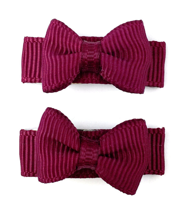 Grosgrain Tuxedo Ribbon Bow - 2 Snap Clips Baby Wisp