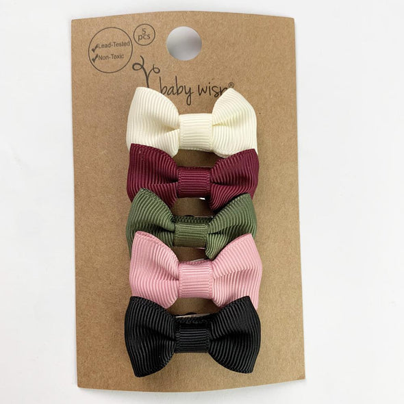 5 Small Snap Clips Charlotte Bow Collection - Napa Valley Baby Wisp