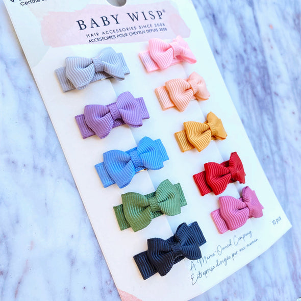 10 Pc Small Snap Tuxedo Grosgrain Hair Bows - C U Tomorrow Baby Wisp