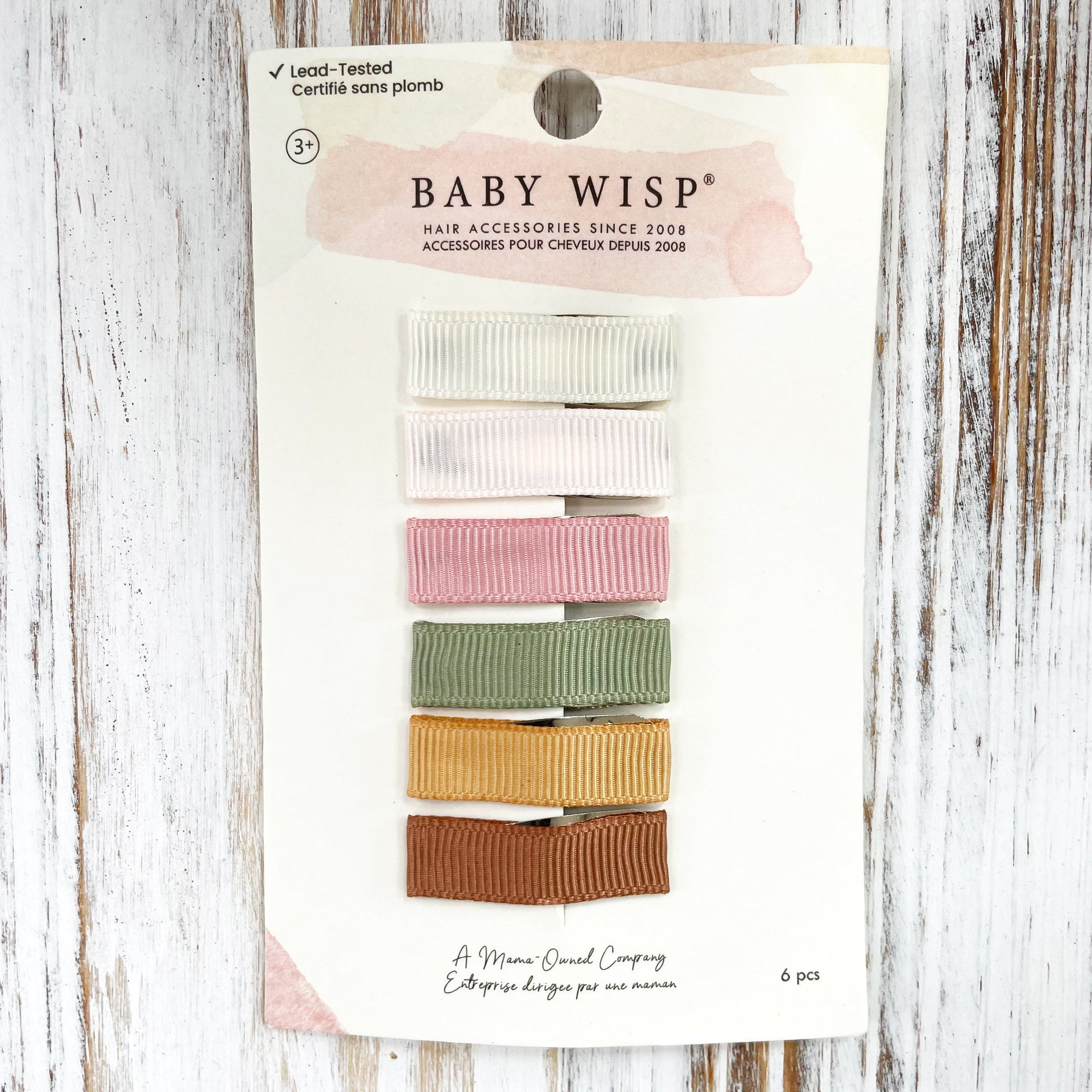 6 Small Snap Ribbon Lined Clips -  Sweetpod Baby Wisp