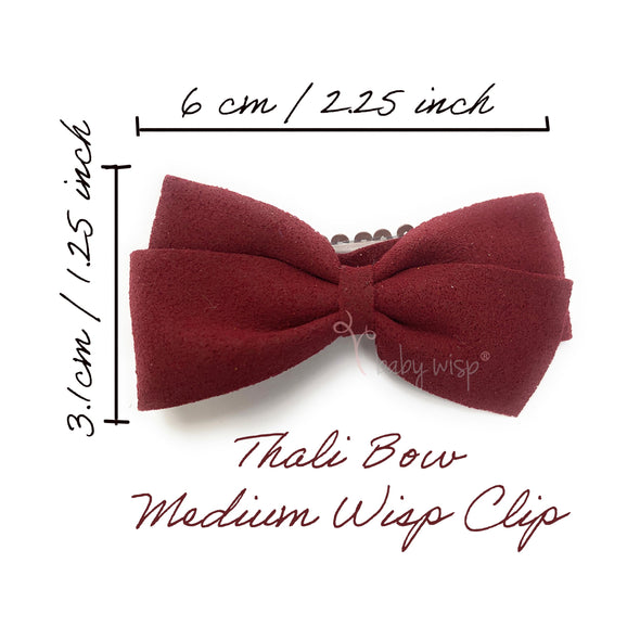 Medium Wisp Clip Baby Bow - Thali Faux Suede Bow - Thyme Baby Wisp