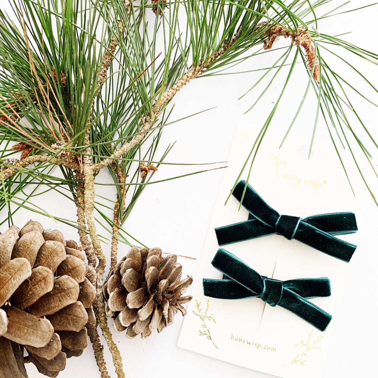 Velvet Ribbon Pigtail Bows Alligator Clips - 2 Bows Baby Wisp