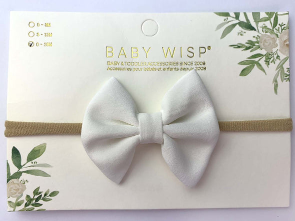 Infant Headband - Fanny Bow - White Baby Wisp