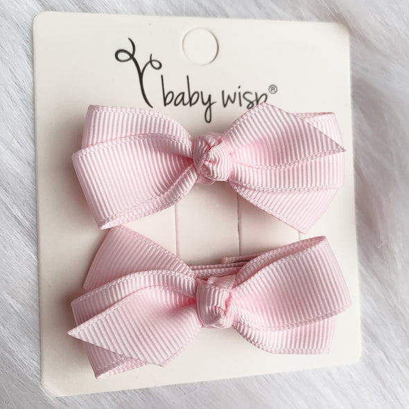 Aiyanna Boutique Grosgrain Ribbon Bows - Alligator Clip Pigtail Pair - Spring Colors Baby Wisp
