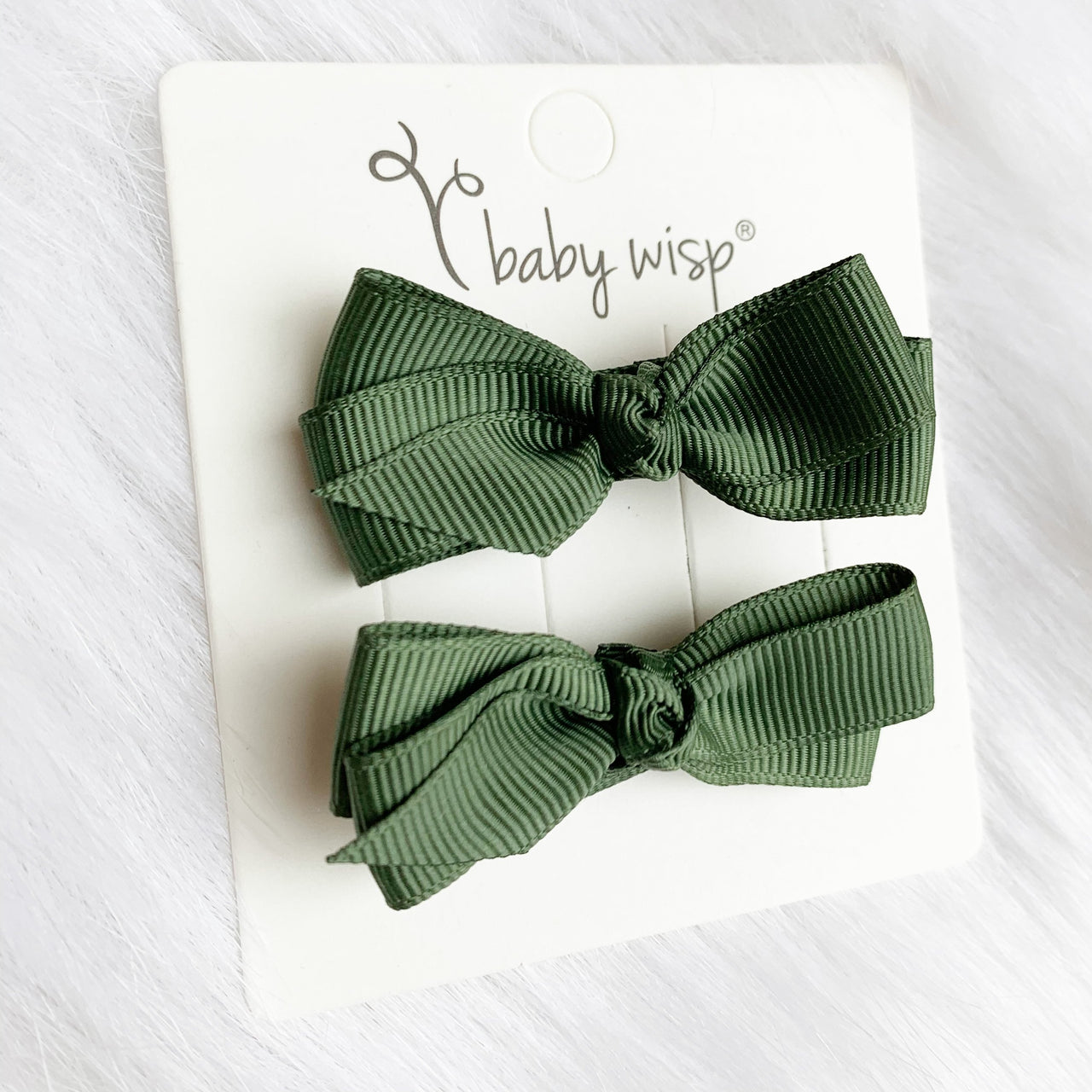 Aiyanna Toddler Bow - Alligator Hair Clip - Moss Baby Wisp