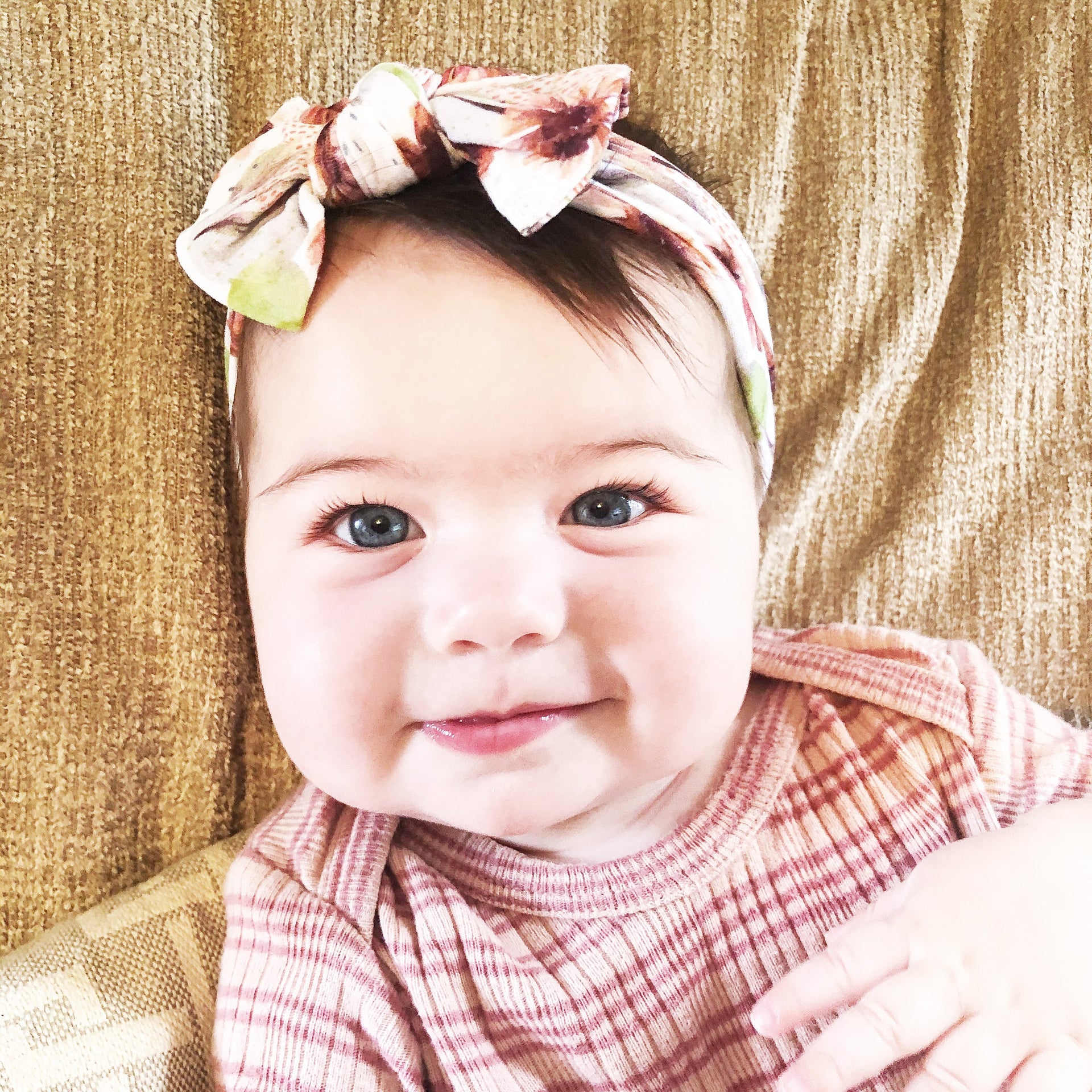 Infant Headwrap Nylon Bow Floral Headband - Begonia Baby Wisp