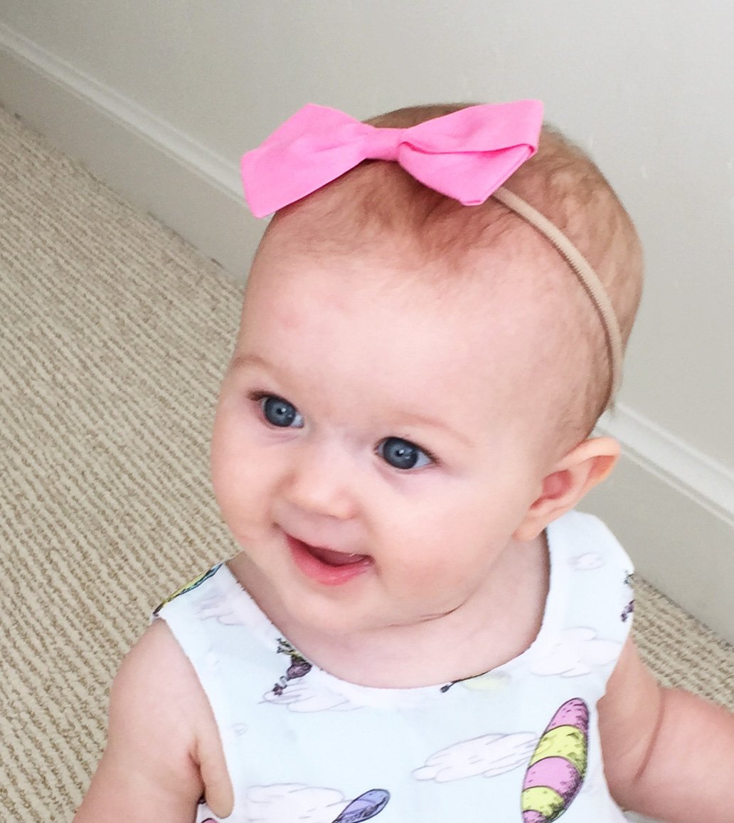 Emma Bow Infant Headbands - White Baby Wisp