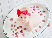 Infant Headwrap - Mini Trim Pom Pom Bow - Pumpkin Spice Baby Wisp