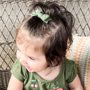 Medium Wisp Clip - Billie Jean Faux Suede Bow - Mustard Baby Wisp